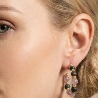 Créoles Sanaa - Pierres naturelles et Acier Tourmaline