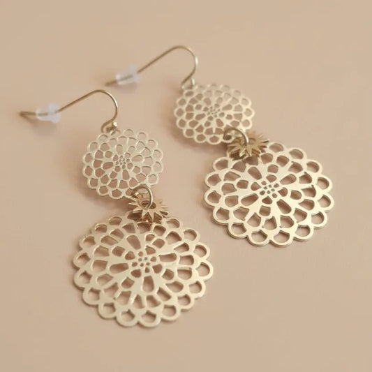 Boucles d'oreilles "Dahlia" - Rosace Mandala
