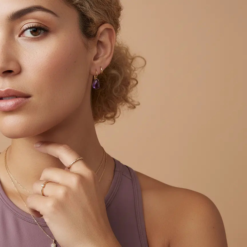 Boucles d'oreilles Dormeuses "Goutte de Lumière" - Pierres naturelles