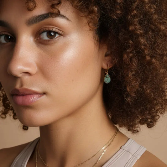 Boucles d'oreilles Dormeuses "Goutte de Lumière" - Pierres naturelles