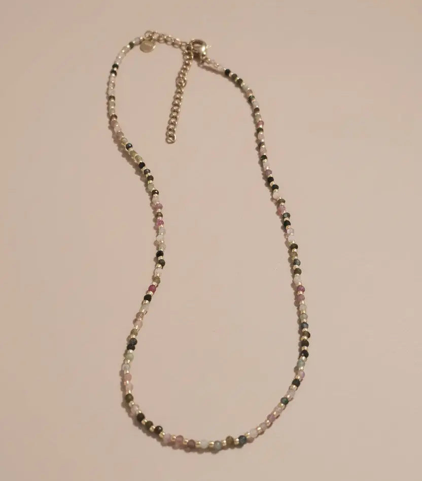 Collier Aura – Tourmaline Multicouleur & Éclats Dorés