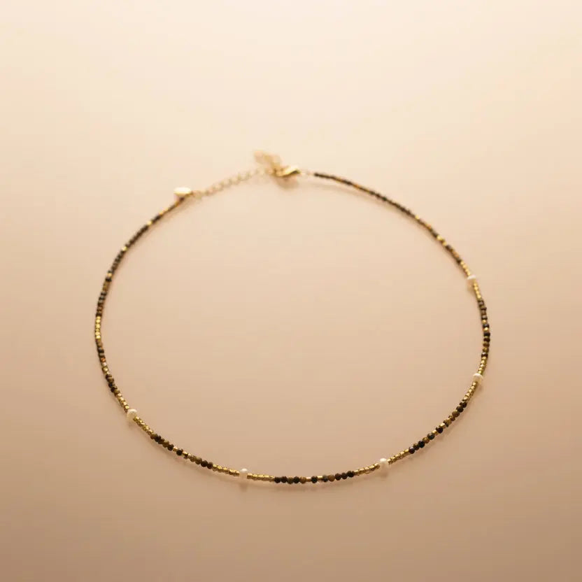 Collier Déesse — Pierres Naturelles & Perles d'Eau Douce oeil du tigre