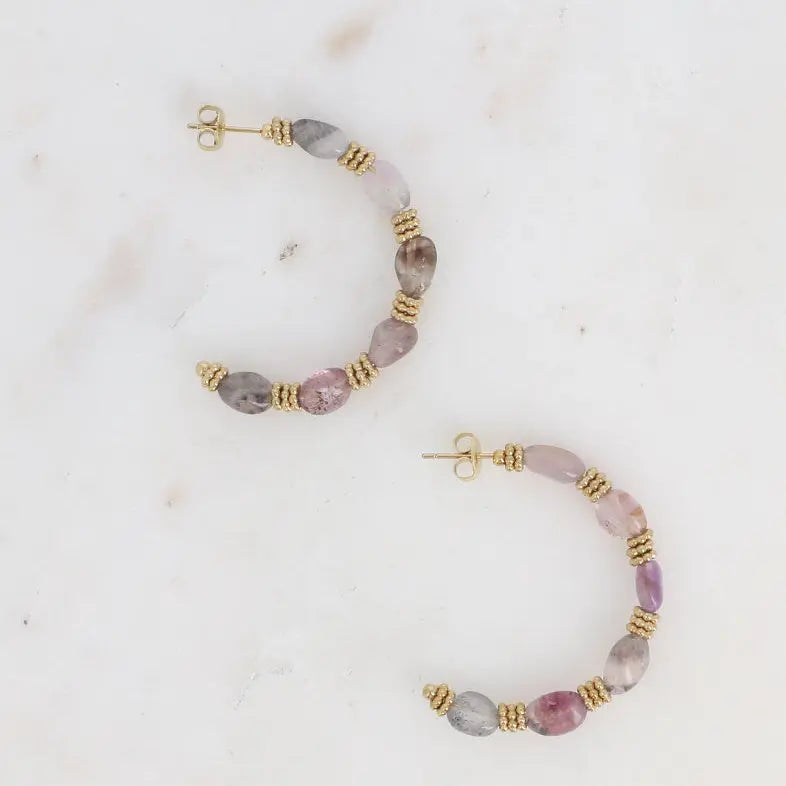 Créoles Sanaa - Pierres naturelles et Acier Améthyste