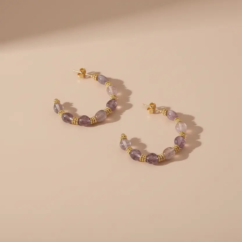 Créoles Sanaa - Pierres naturelles et Acier Améthyste