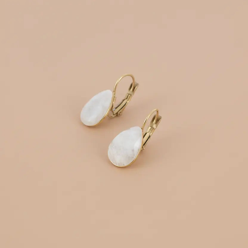 Boucles d'oreilles Dormeuses "Goutte de Lumière" - Pierres naturelles Bioty Vibes