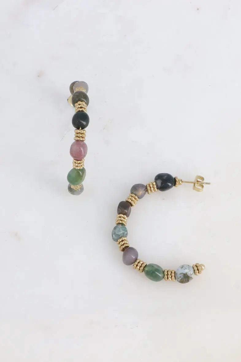 Créoles "Sanaa" - Pierres Naturelles et Acier inoxydable Bioty Vibes